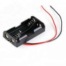 Battery Holder 2 x 1.5V AA  - Black Flat box - 3v DC output (2 Cell)