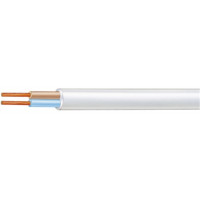 1 mtr per quantity: 2 Core Flat Cable 23/40 - 660/1100v (2 wire / Twin Cable) WHITE (100% Copper)