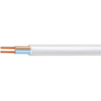 1 mtr per quantity: 2 Core Flat Cable 23/40 - 660/1100v (2 wire / Twin Cable) WHITE (100% Copper)