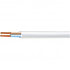 1 mtr per quantity: 2 Core Flat Cable 23/40 - 660/1100v (2 wire / Twin Cable) WHITE (100% Copper)