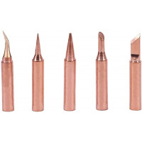KOOCU [5Pcs] Copper Soldering Iron Bit Set Tip- 936, 937, 907 900M-T (Conical, Pointed, Round Tip)