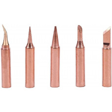 KOOCU [5Pcs] Copper Soldering Iron Bit Set Tip- 936, 937, 907 900M-T (Conical, Pointed, Round Tip)