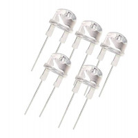 5pcs : White LED Clear 8mm (Bright White)