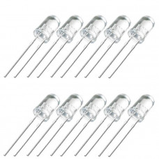 10pcs : Red 5mm LED Clear (Transparent) High Brightness - EVERLIGHT (Original)