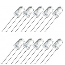 10pcs : Blue 5mm LED Clear - Make: EverLight (Original)