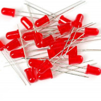 10pcs : Red 5mm LED Diffused - Round DIP - EVERLIGHT (Original)