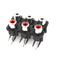 AV Connector RCA Socket For Audio Video Microphone Plug 6-pin Shielded Horizontal - PCB Mount