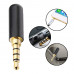 Stereo 3.5mm 4 Pole Metal Earphone Soldering Jack Audio Male Plug Headphone