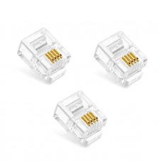 3pcs : RJ11 Plug (male) - 6P4C Connector (2 line phone connector)