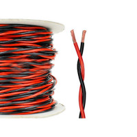 Twisted 2 Core Wire / Cable 14/76 - 210/280v (2 wire / Twin) red/black - 1mtr - High Quality