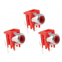 1 RCA RED PCB Panel Mount Socket Female Jack Audio Video AV Connector (Red) [Pack of 3]