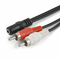 Audio Stereo 3.5mm female plug to 2RCA cable : 1.5m extension (High quality)