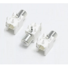 1 RCA WHITE PCB Panel Mount Socket Female Jack Audio Video AV Connector (white) [Pack of 3]