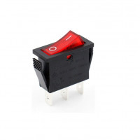 SPST on-off Rocker Switch [BLACK] with Red Light (16A) - 3pin [Original]