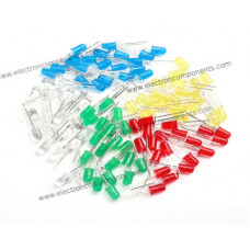Group of 8 Types of DIFFUSED LEDs (80 nos) - Color LED set (Assorted LEDs)